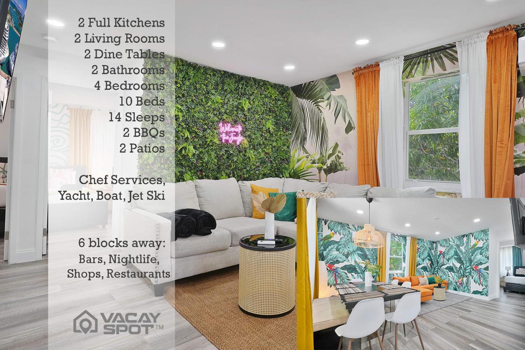Vacay Spot Wynwood Jungle Fever Shower Massage Jets, Bbq, Patio Led Vibes, Prime Loc! 6 Blocks Away From Bars, Nite Clubs, Res, Shops